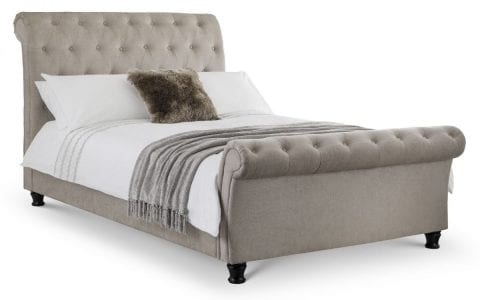 RAV Deep buttoned scroll bed in wool mink -0