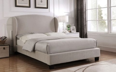 BLE Winged fabric bedframe in grey velvet -0