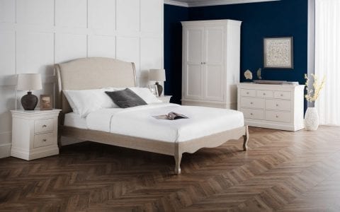 French Style wood and fabric bedframe -0