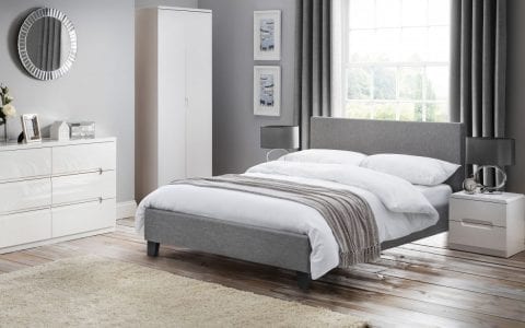RIA Grey fabric simple bedframe -0
