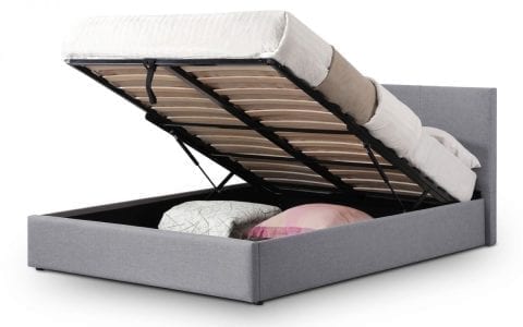 RIA Lift up storage bed in grey fabric -0
