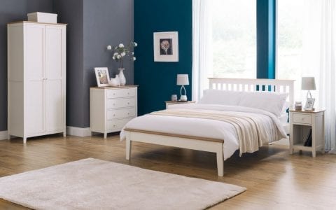 Salsbury cream and oak bed frame -0