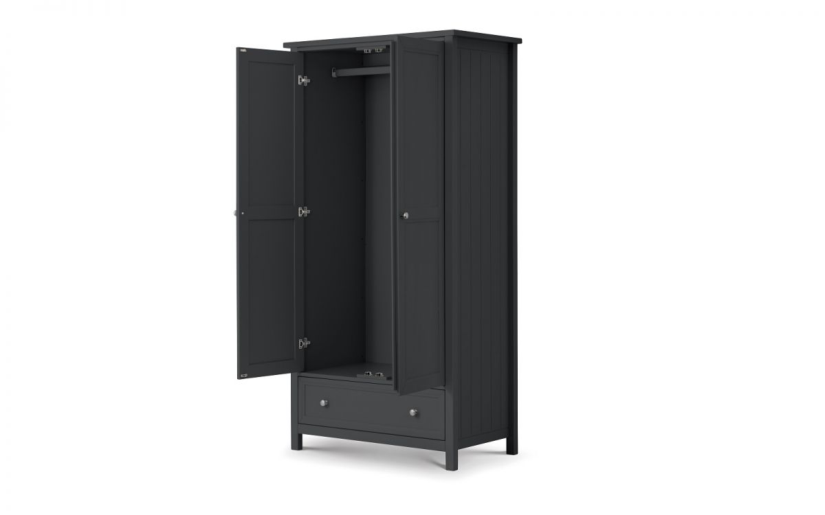 Penzance 2 Door Combination Wardrobe- Charcoal Grey