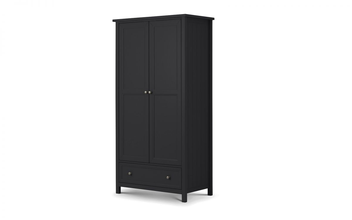 Penzance 2 Door Combination Wardrobe- Charcoal Grey