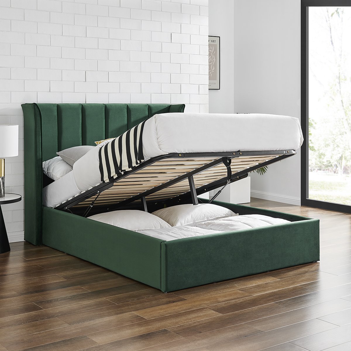 Polly Ottoman Bedframe - Green