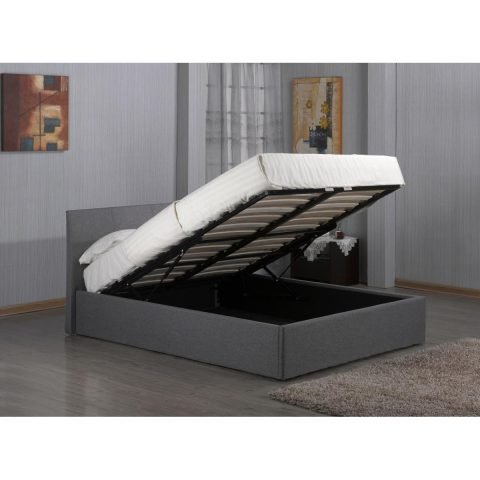 Fusian grey fabric end lift ottoman