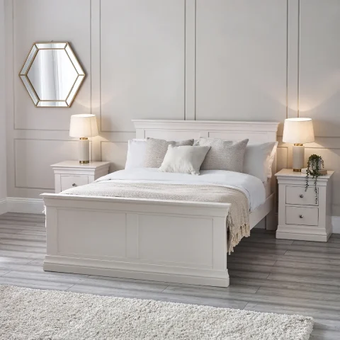 Clare French Style Wooden Bed - White