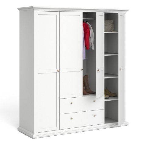 Paris 4 Door White Wardrobe