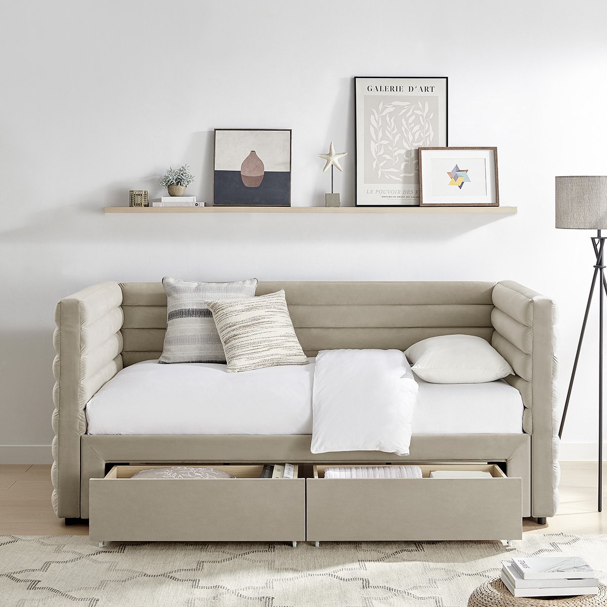 Bella Fabric Day Bed with storage