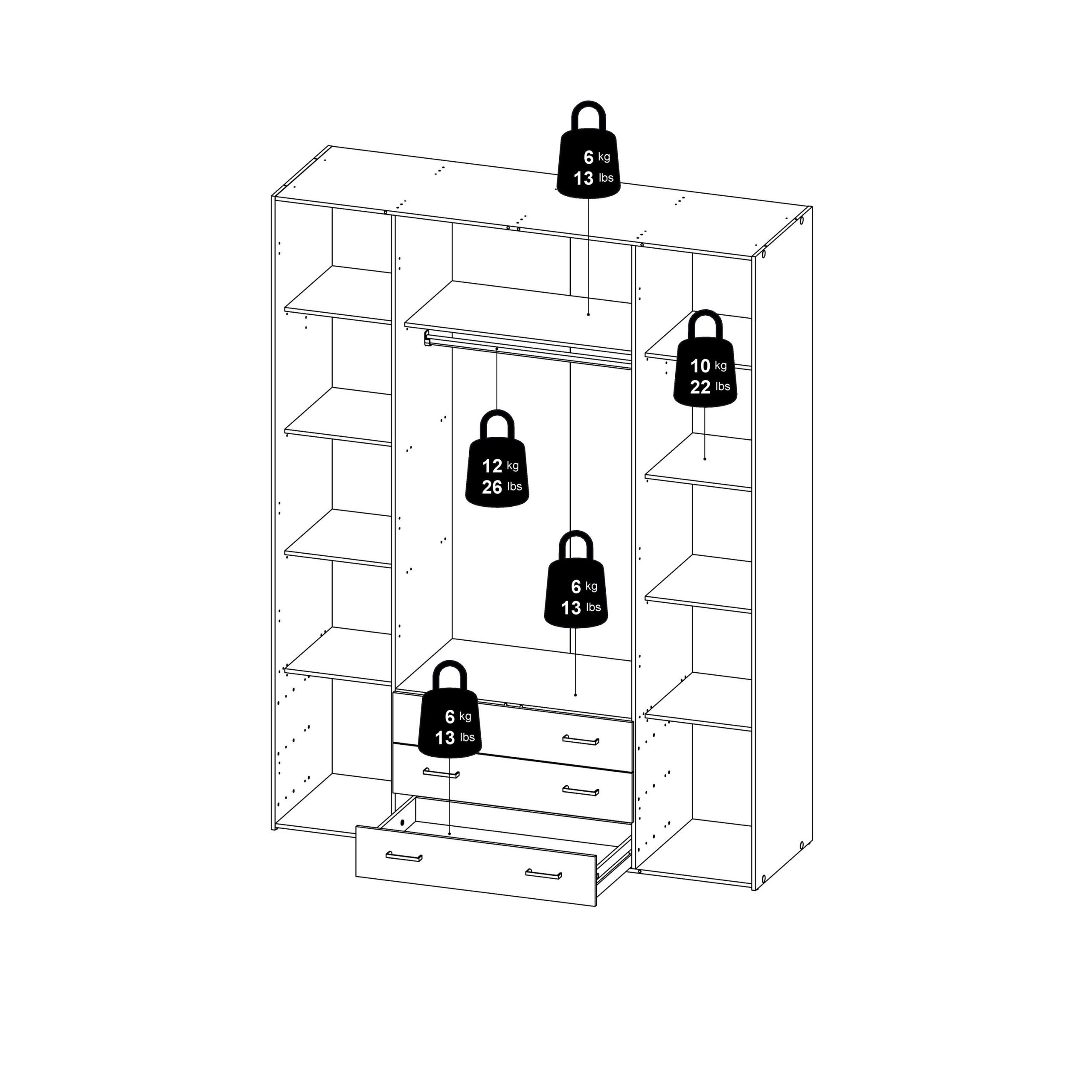 Lucy 4 door wardrobe - white