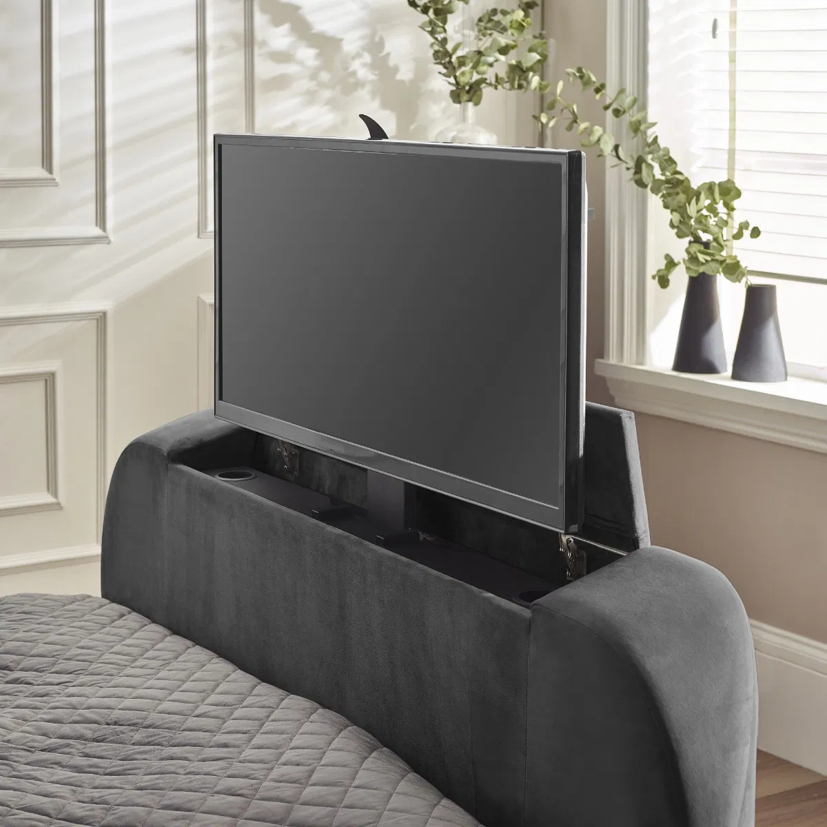 Clara Fabric TV Ottoman Bed
