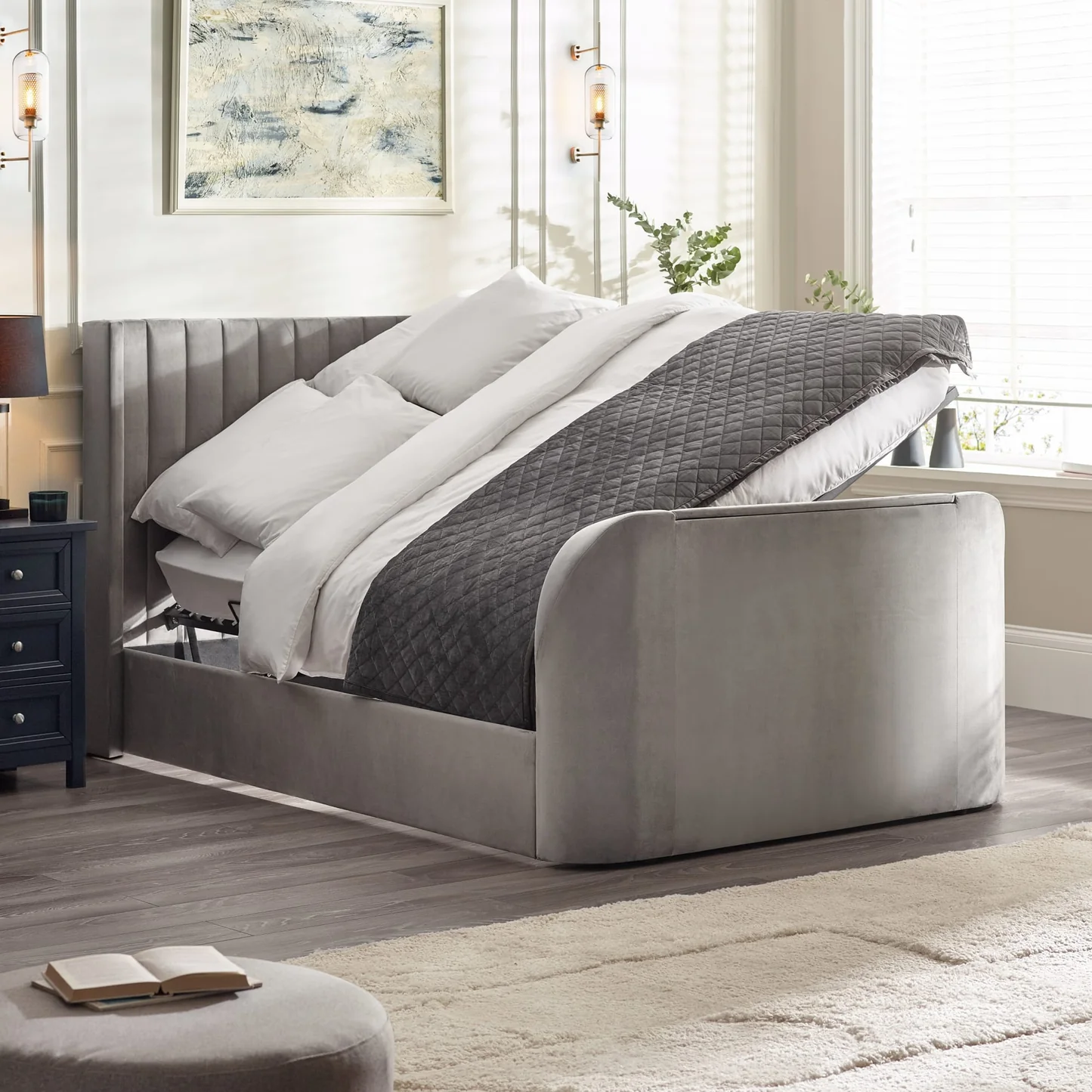 Clara Fabric TV Ottoman Bed