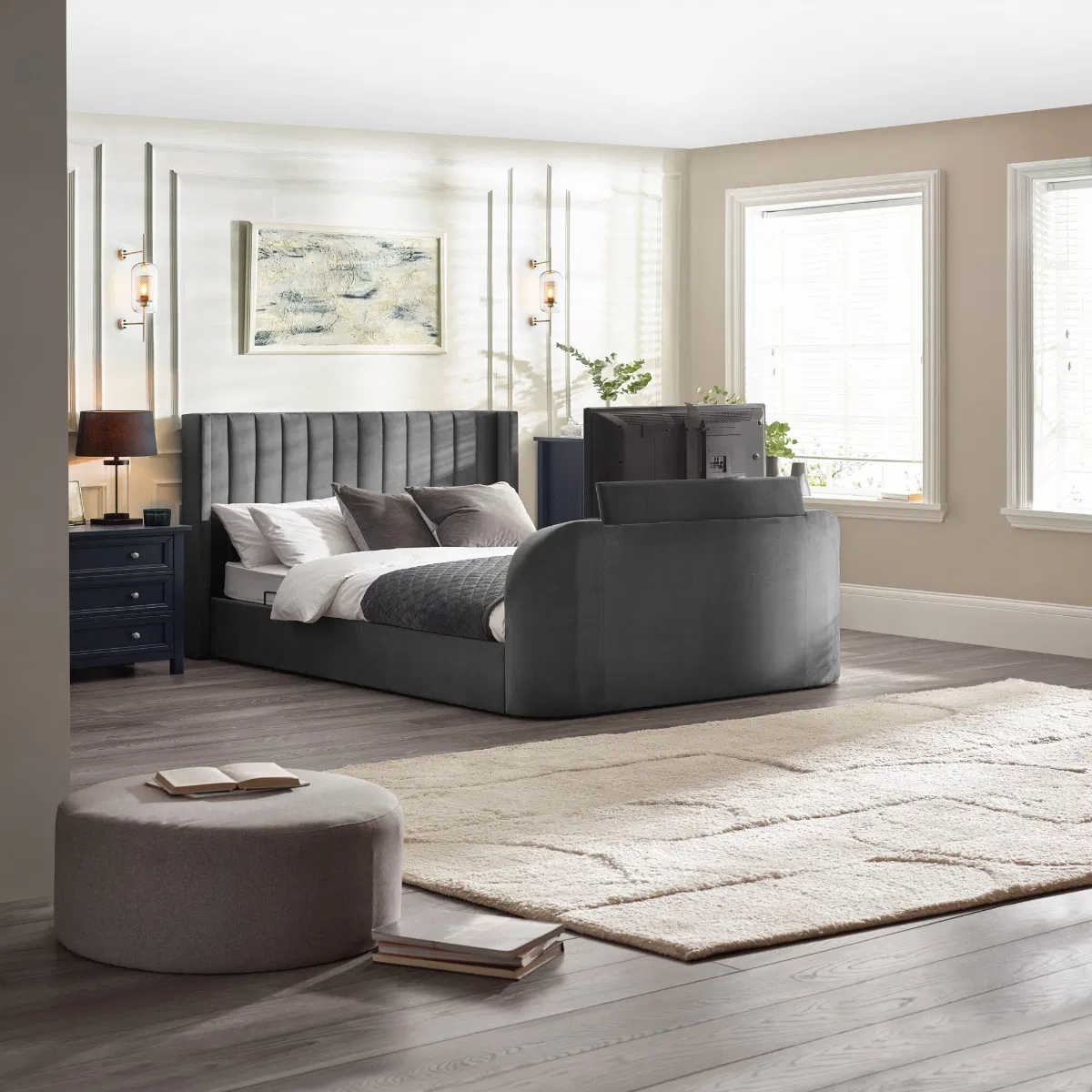 Clara Fabric TV Ottoman Bed