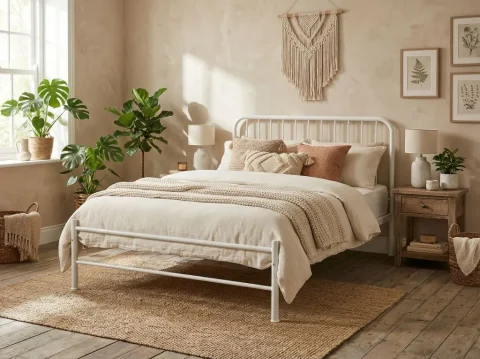 Buster White Metal Bedframe