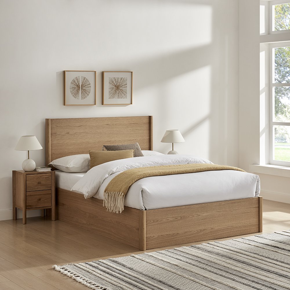 Jasmine Wooden Oak Ottoman Bedframe