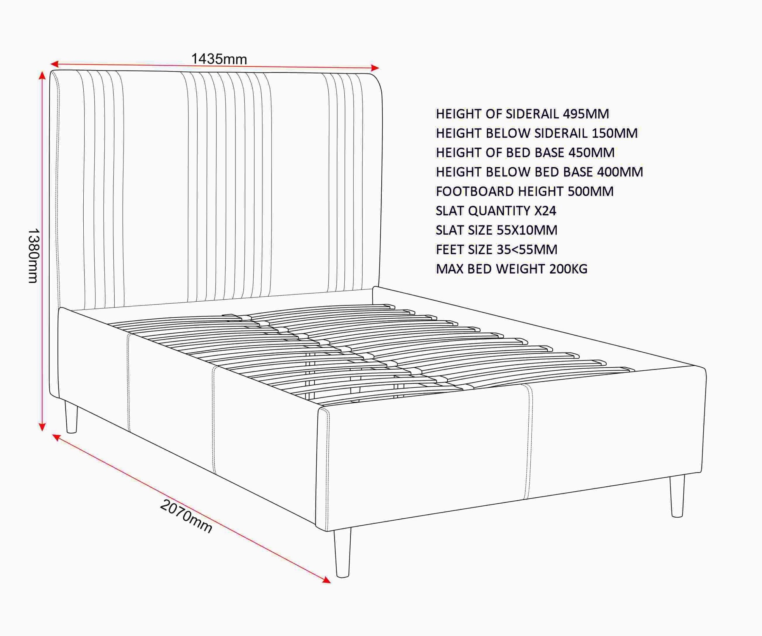Maine Mink Fabric Bed Frame