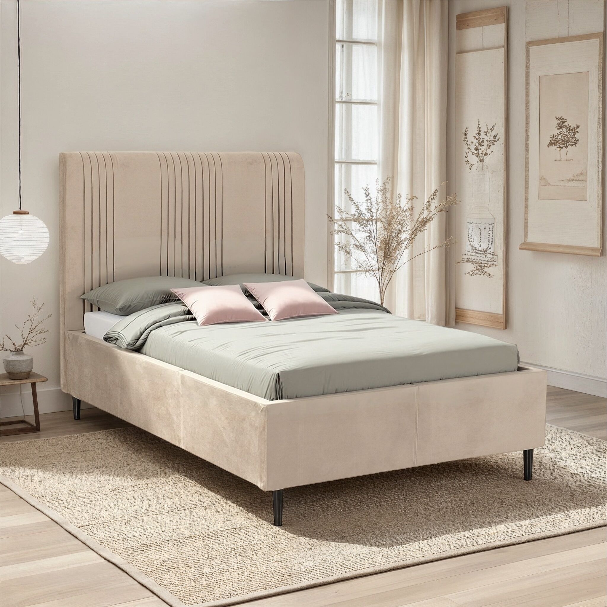 Maine Mink Fabric Bed Frame