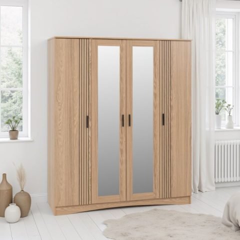Tessa 4 Door Mirrored Wardrobe