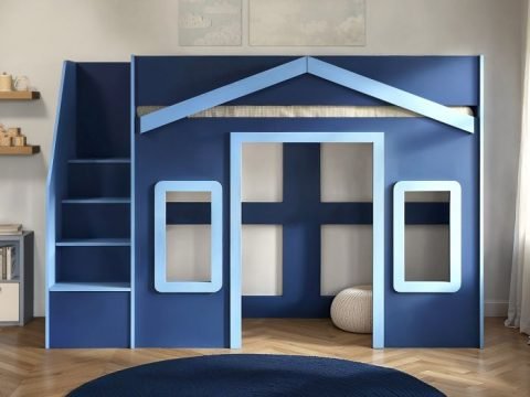 High Sleeper with play house - blue