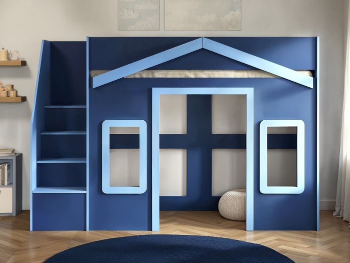 High Sleeper with play house - blue