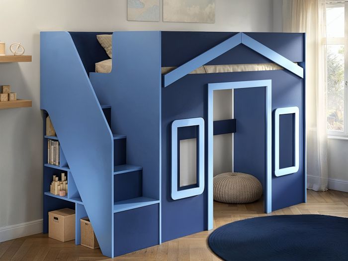 High Sleeper with play house - blue