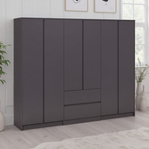 Mal 6 Door Wardrobe - grey