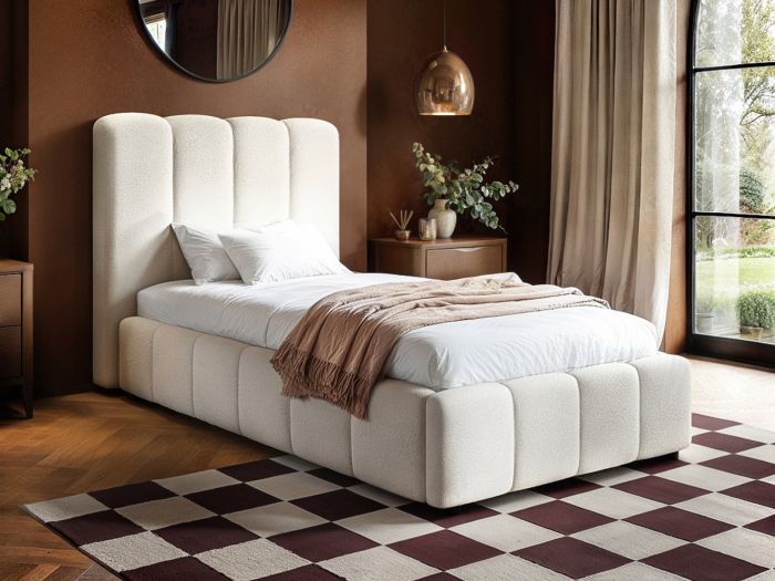 Solice 3'0 Single Cream Boucle Ottoman Bed