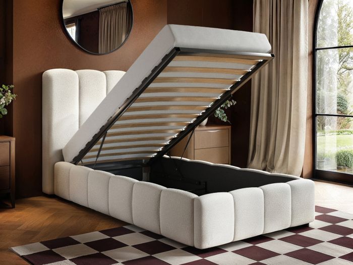 Solice 3'0 Single Cream Boucle Ottoman Bed