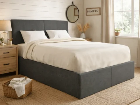 Tex Grey Fabric Ottoman Bed Frame