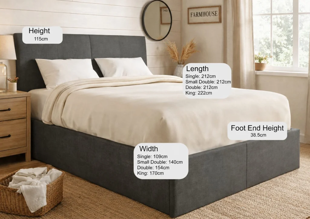 Tex Grey Fabric Ottoman Bed Frame