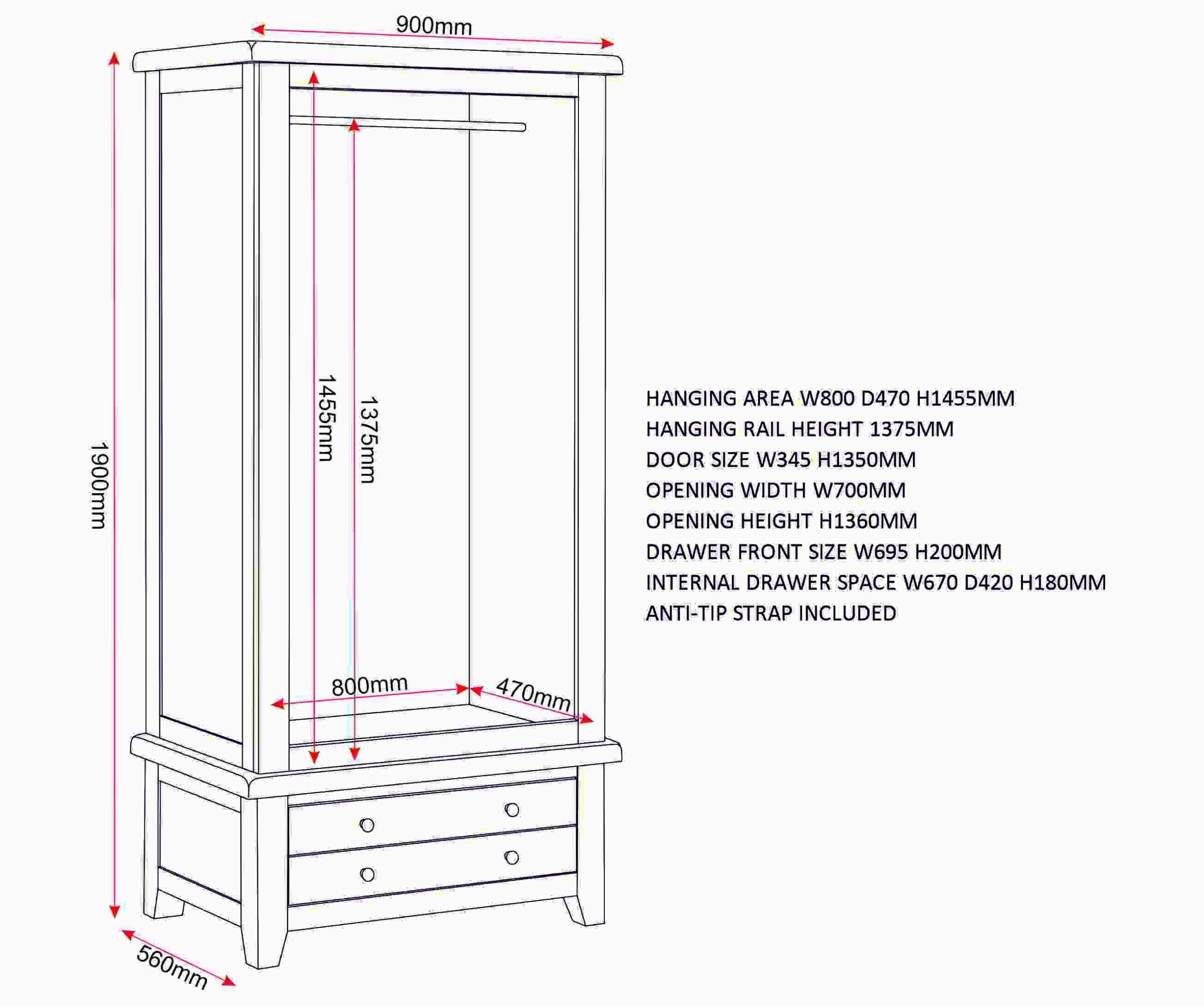 Willow 2 Door Wardrobe - Part Assembled