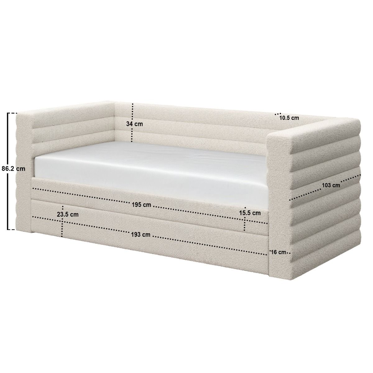 Yumma Cream Fabric Day Bed