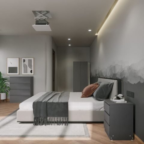 Mal Dark Grey 2 door wardrobe 4 Piece Bedroom Package