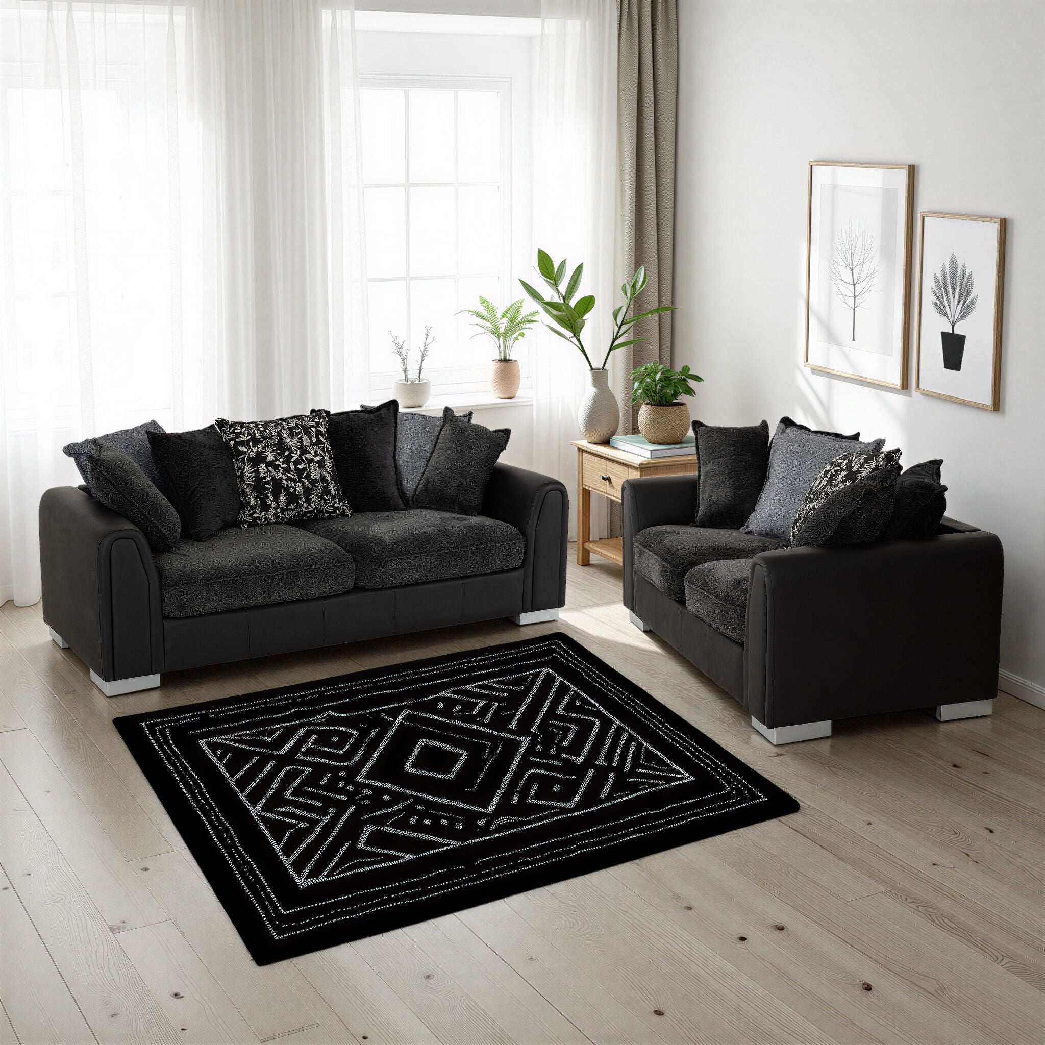 Millie 3 seater and 2 seater Dark Grey fabric sofa package